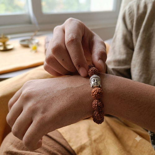 5 Mukhi Rudraksha Bracelet With Buddha Charm