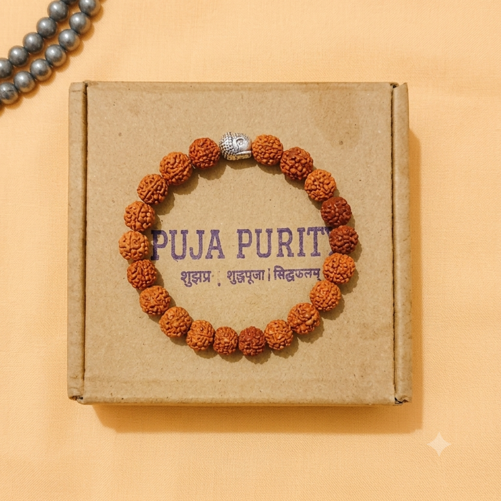 5 Mukhi Rudraksha Bracelet With Buddha Charm