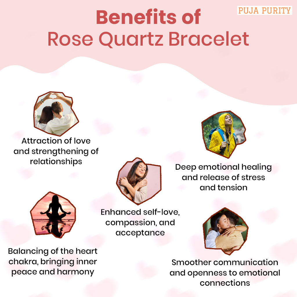 Natural Rose Quartz Bracelet for Love, Healing & Positive Energy