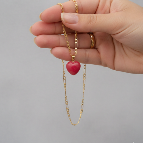 Heart Shape Red Jasper Stone Pendant – Natural Red Jasper Crystal Pendant