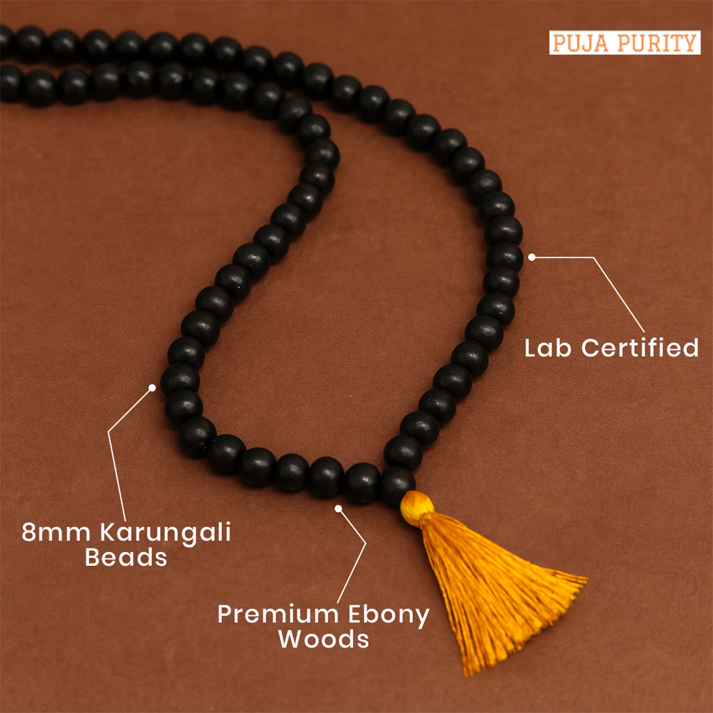 Karungali Malai – Natural Karungali Ebony Wood Mala for Spiritual Practice